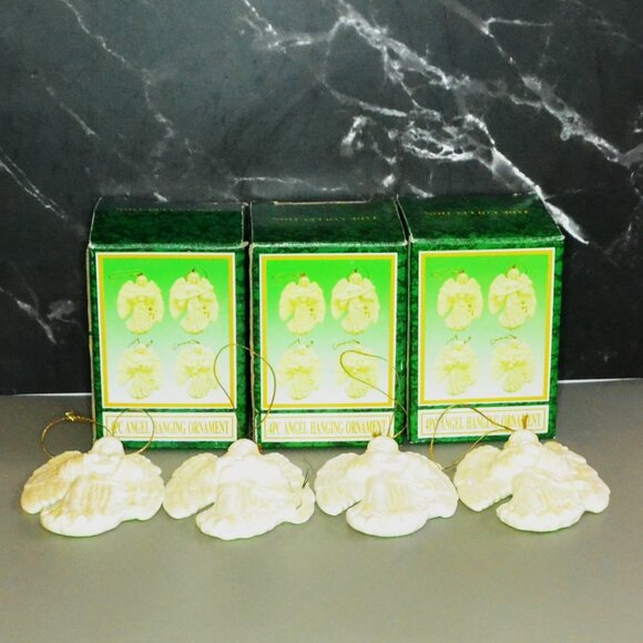 World Bazars Inc Jade Collection 3 Boxes Of Ceramic Angel Ornaments Tree Decor - Picture 1 of 4